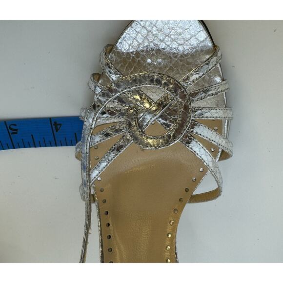 NEW $325 Y2K RARE Kate Spade Italy Metallic Snakeskin Silver Slingback Heels - Picture 10 of 15